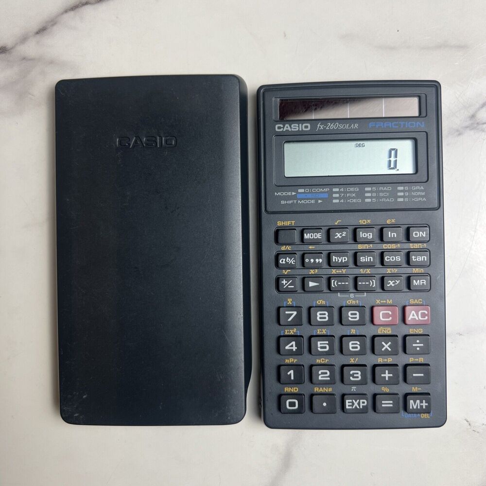 CASIO FX-260 Solar Fraction Scientific Calculator with Cover Tested And Working